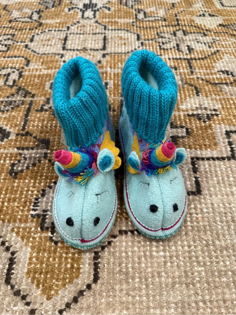 NWOT Haflinger for Garnet Hill Boiled Wool Unicorn Slippers Size 13
